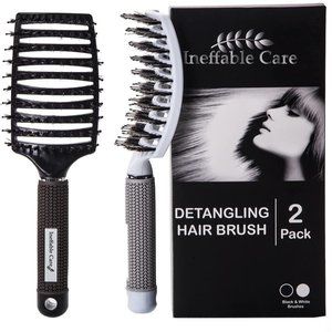 Set of 2 Boar Bristle Curved & Vented Hair Brushes - NEW IN BOX